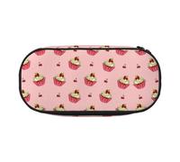 Xzdal Astuccio con stampa di torta di ciliegie per riporre articoli di cancelleria o cosmetici, per soddisfare diverse esigenze di conservazione, Nero , Taglia unica, Beauty Case