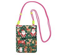 XZDAL Borsa a tracolla per cellulare da donna, con Babbo Natale e cervo di Natale, nera, alla moda e regolabile, leggera per l'uso quotidiano, Fucsia, Taglia unica