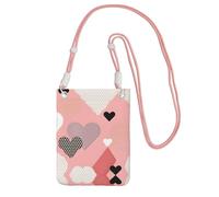 XZDAL Borsa a tracolla per cellulare da donna, motivo astratto, con grafico d'amore, alla moda, regolabile, leggera per l'uso quotidiano, rosa, Taglia unica