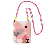 XZDAL Borsa a tracolla per cellulare da donna, motivo astratto, con grafico d'amore, alla moda, regolabile, leggera per l'uso quotidiano, Fucsia, Taglia unica