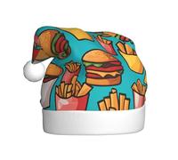 XZDAL Cappello di Natale per adulti con hamburger a tema cartone animato, accessorio per feste ed eventi