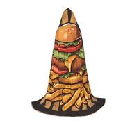 XZDAL cartone animato hamburger oversize con cappuccio mantello S per adolescenti mantello lungo costume cosplay mascherata festa di carnevale