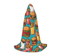 XZDAL cartone animato hamburger patatine fritte con cappuccio mantello L per adolescenti lungo mantello costume cosplay mascherata festa di carnevale