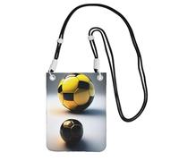 XZDAL Due palloni da calcio di diverse dimensioni borsa a tracolla per telefono cellulare nero per le donne, alla moda e regolabile, leggera per l'uso quotidiano, Nero , Taglia unica