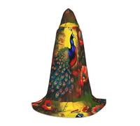 XZDAL Fiori di pavone mantello con cappuccio L per adolescenti mantello lungo costume cosplay festa in maschera carnevale