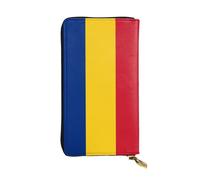 XZDAL Flag of Romania Portafoglio lungo in pelle alla moda con slot per schede, tasca per contanti e sezione portamonete con cerniera