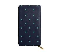 XZDAL Grazioso portafoglio lungo in pelle alla moda con sfondo blu con scomparti per carte, tasca per contanti e sezione portamonete con cerniera