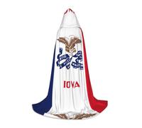 XZDAL Iowa State Flag - Mantello con cappuccio M per adolescenti, mantello lungo, per cosplay, feste in maschera e carnevale