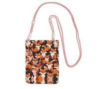 XZDAL lots of Cartoon Little Foxes, borsa a tracolla per cellulare, nera, da donna, alla moda e regolabile, leggera per l'uso quotidiano, rosa, Taglia unica