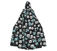 XZDAL Mantello con cappuccio per adulti con faccia da panda bianco e nero per Halloween, cosplay, feste in maschera