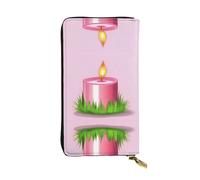 XZDAL Pink Candle - Portafoglio lungo in pelle alla moda con scomparti per carte, tasca per contanti e portamonete con cerniera