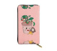 XZDAL Portafoglio lungo in pelle con semi di girasole e fragole alla moda con scomparti per schede, tasca per contanti e sezione portamonete con cerniera