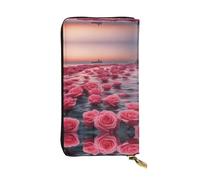 XZDAL Roses by The Sea, pochette lunga in pelle alla moda con scomparti per carte, tasca per contanti e portamonete con cerniera