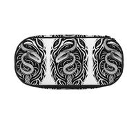 Xzdal Si tratta di un astuccio con stampa a serpente per riporre articoli di cancelleria o cosmetici, per soddisfare diverse esigenze di conservazione, Nero , Taglia unica, Beauty Case