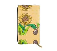 XZDAL Sunflower Seeds and Girasoli Portafoglio lungo in pelle alla moda con slot per schede, tasca per contanti e sezione portamonete con cerniera