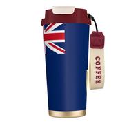 XZDAL Tazza da caffè in acciaio inox 316 con bandiera delle Isole Turks e Caicos, colore rosso, con coperchio e cannuccia, per ufficio e sport