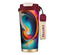 XZDAL Tazza da caffè Surreal Enigma in acciaio inox 316, con coperchio e cannuccia, per ufficio e sport, colore: rosso