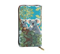 XZDAL Two Happy Koalas - Portafoglio lungo in pelle alla moda con scomparti per carte, tasca per contanti e portamonete con cerniera