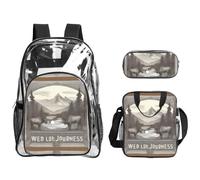 XZDAL Zaino in PVC trasparente a Wild Journeys, borsa per il pranzo, astuccio leggero, per viaggi e lavoro