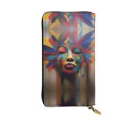 XZDCAL A Artistic Expression - Portafoglio lungo in pelle alla moda per ragazze e donne con scomparti multipli, nero, taglia unica, Nero , Taglia unica