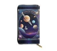 XZDCAL A Cosmic Voyage - Portafoglio lungo in pelle alla moda per ragazze e donne con scomparti multipli, nero, taglia unica, Nero , Taglia unica