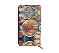 XZDCAL A Delicious Feast - Portafoglio lungo in pelle alla moda per ragazze e donne con scomparti multipli, nero, taglia unica, Nero , Taglia unica