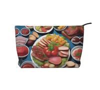 XZDCAL A Delicious Feast - Trousse in velluto a coste con fodera robusta, per viaggi e uso quotidiano, colore: nero, taglia unica, Nero , Taglia unica