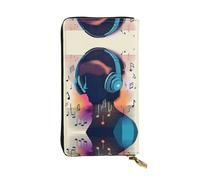 XZDCAL A Music Vibes - Portafoglio lungo in pelle alla moda per ragazze e donne con scomparti multipli, nero, taglia unica, Nero , Taglia unica