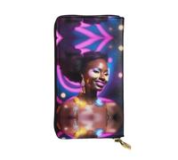 XZDCAL A Performer's Glow - Portafoglio lungo in pelle alla moda per ragazze e donne con scomparti multipli, nero, taglia unica, Nero , Taglia unica