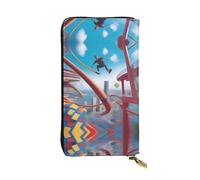 XZDCAL A Thrill Seeker, portafoglio lungo in pelle alla moda per ragazze e donne con scomparti multipli, nero, taglia unica, Nero , Taglia unica