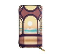 XZDCAL A Travel Bliss - Portafoglio lungo in pelle alla moda per ragazze e donne con scomparti multipli, nero, taglia unica, Nero , Taglia unica