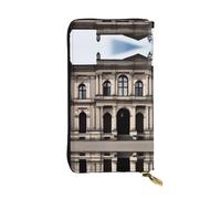 XZDCAL aOld Architecture - Portafoglio lungo in pelle alla moda per ragazze e donne con scomparti multipli, nero, taglia unica, Nero , Taglia unica