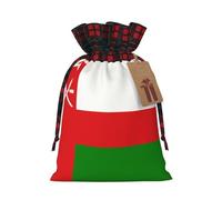 XZDCAL Bandiera dell'Oman - Sacchetto regalo in iuta con cordoncino in tessuto tartan e etichetta in carta kraft, per festival e occasioni speciali, Nero , M