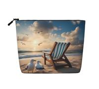 XZDCAL Beautiful Blue Sky and Sea - Astuccio per trucco monostrato effetto lino, con cerniera, per le tue esigenze quotidiane o di viaggio, nero, taglia unica, Nero , Taglia unica
