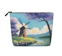 XZDCAL Beautiful River Windmill - Astuccio per trucco monostrato effetto lino, con cerniera, per le tue esigenze quotidiane o di viaggio, nero, taglia unica, Nero , Taglia unica