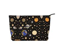 XZDCAL Beauty case in velluto a coste Stars Earth and Darkness con fodera robusta per viaggi e uso quotidiano, nero, taglia unica, Nero , Taglia unica
