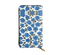 XZDCAL Bella rosa blu moda pelle lunga pochette portafoglio per ragazze e donne con scomparti multipli, nero, taglia unica, Nero , Taglia unica