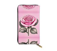 XZDCAL Bella rosa rose moda pelle lunga pochette portafoglio per ragazze e donne con scomparti multipli, nero, taglia unica, Nero , Taglia unica
