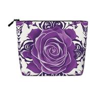 XZDCAL Bella rosa viola a strato singolo effetto lino con cerniera per garantire le tue esigenze quotidiane o di viaggio, nero, taglia unica, Nero , Taglia unica