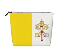 XZDCAL Borsa per il trucco con bandiera del Vaticano monostrato effetto lino con cerniera che garantisce le tue esigenze quotidiane o di viaggio, nero, taglia unica, Nero , Taglia unica