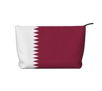 XZDCAL Borsa per il trucco in velluto a coste con bandiera del Qatar con una robusta fodera per viaggi e uso quotidiano, nero, taglia unica, Nero , Taglia unica