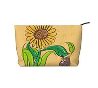 XZDCAL Borsa per il trucco in velluto a coste con semi di girasole e girasoli con una robusta fodera per viaggi e uso quotidiano, nero, taglia unica, Nero , Taglia unica