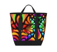 XZDCAL Borsa tote isolata di grande capacità in vetro colorato per donne, generi alimentari, pranzo e picnic, nero, Taglia unica