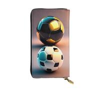 XZDCAL Calcio sullo sfondo Portafoglio lungo in pelle alla moda per ragazze e donne con scomparti multipli, nero, taglia unica, Nero , Taglia unica