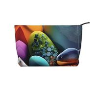 XZDCAL Colorful Stones - Trousse per trucchi in velluto a coste con fodera robusta, per viaggi e uso quotidiano, colore nero, taglia unica, Nero , Taglia unica
