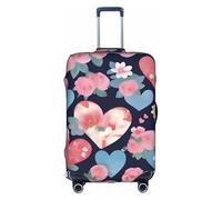 XZDCAL Copertura per valigia con cuori floreali. La copertura non include la valigia stessa, bianco, L