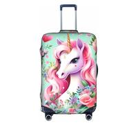 XZDCAL Copertura per valigia con unicorno rosa. La copertura non include la valigia stessa, bianco, L