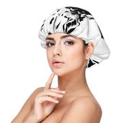 XZDCAL Cuffia da notte in raso con giraffa bianca e nera per adulti, morbida, per la protezione e lo styling dei capelli, nero, taglia unica