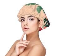 XZDCAL Cuffia da notte in raso con piccole piante verdi per adulti, morbida, per proteggere i capelli e acconciare