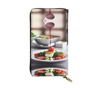 XZDCAL Culinary Bliss - Portafoglio lungo in pelle alla moda per ragazze e donne con scomparti multipli, nero, taglia unica, Nero , Taglia unica